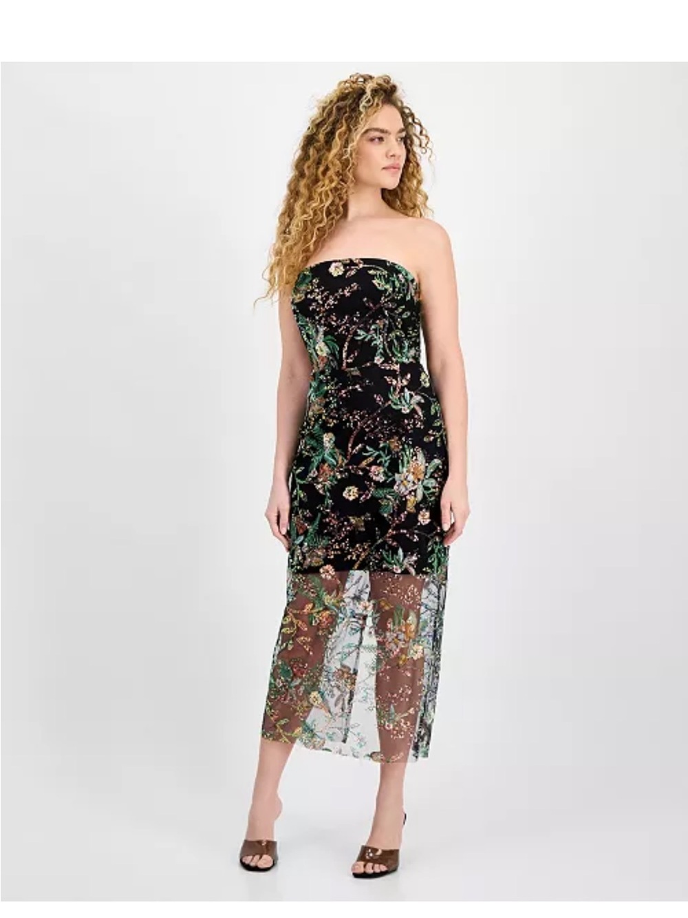 Sam Edelman Women's Floral Sequence Strapless Dress sz 8 NWT
